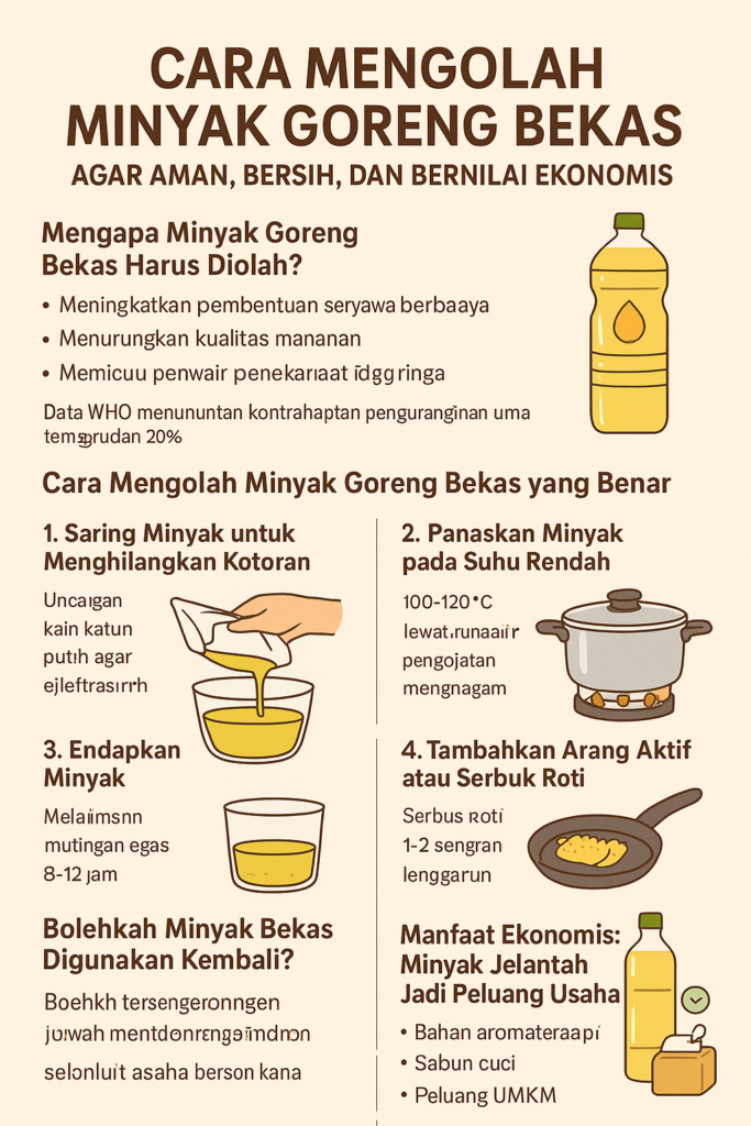Cara Mengolah Minyak Goreng Bekas agar Aman, Bersih, dan Bernilai Ekonomis