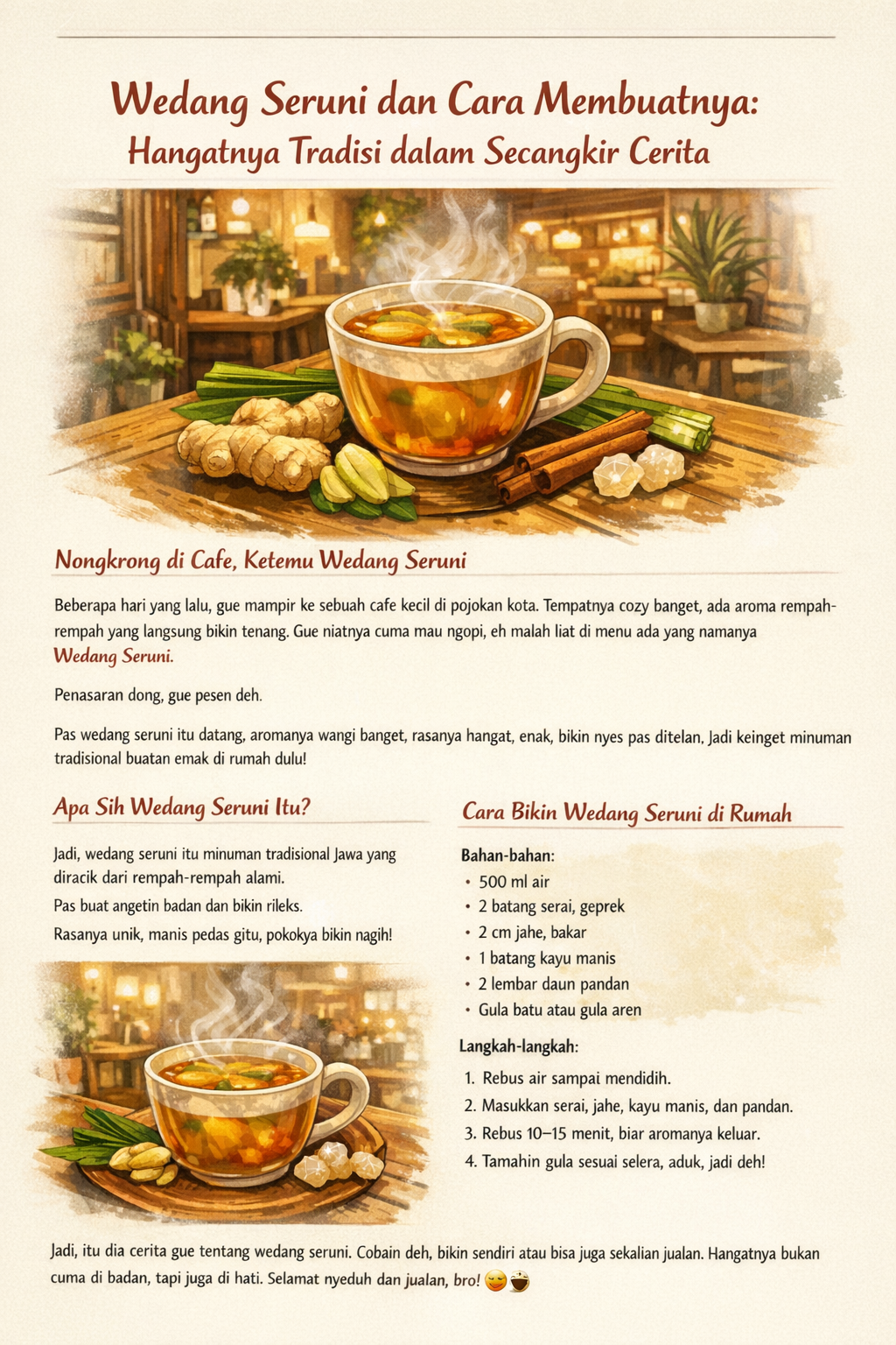 Wedang Seruni dan Cara Membuatnya: Cerita Hangat dari Cafe Kecil