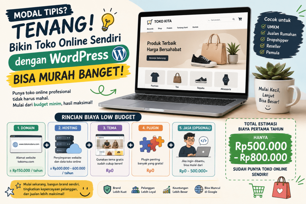Modal Tipis Jangan Minder! Ternyata Bikin Toko Online Sendiri dengan WordPress Bisa Murah Banget